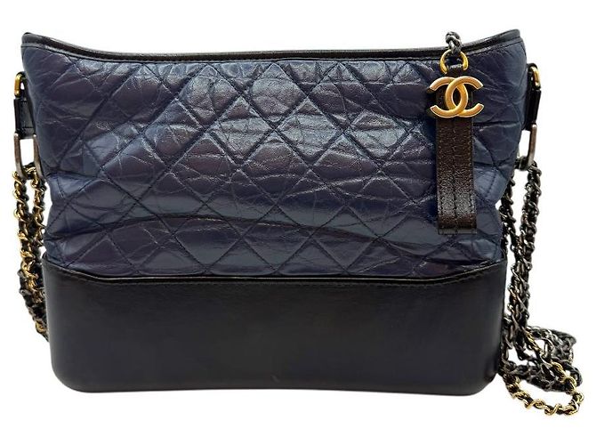 Chanel Vintage Kalbsleder Gabriel Hobo Medium Blau - Ansicht 2