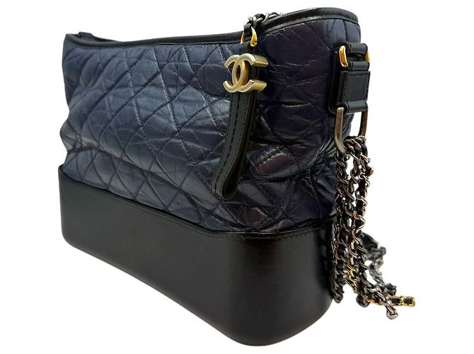 Chanel Vintage Kalbsleder Gabriel Hobo Medium Blau - Ansicht 3