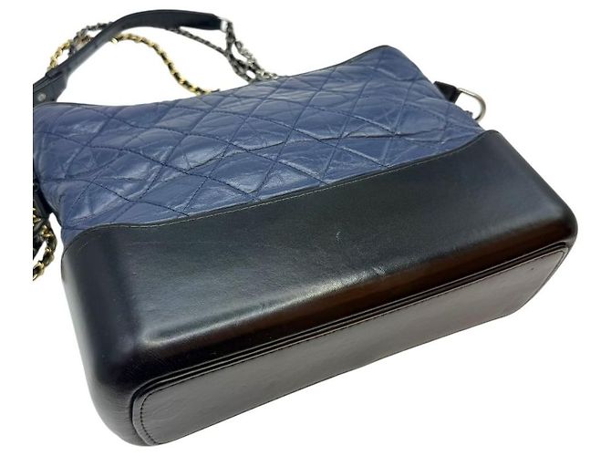 Chanel Vintage Kalbsleder Gabriel Hobo Medium Blau - Ansicht 5