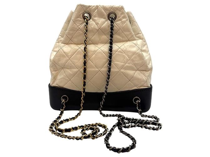 Chanel Vintage Kalbsleder Gabriel Kleine Rucksack Weiß - Ansicht 4