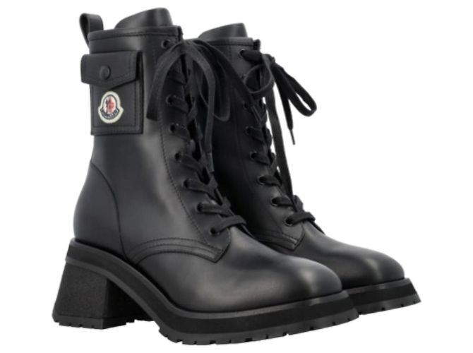 Moncler Stivaletti con lacci, tasca a soffietto e patch logo Nero - vista 2