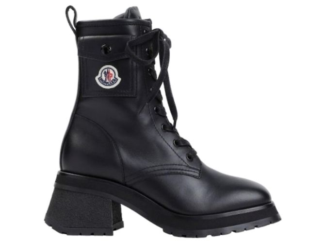 Moncler Stivaletti con lacci, tasca a soffietto e patch logo Nero - vista 3