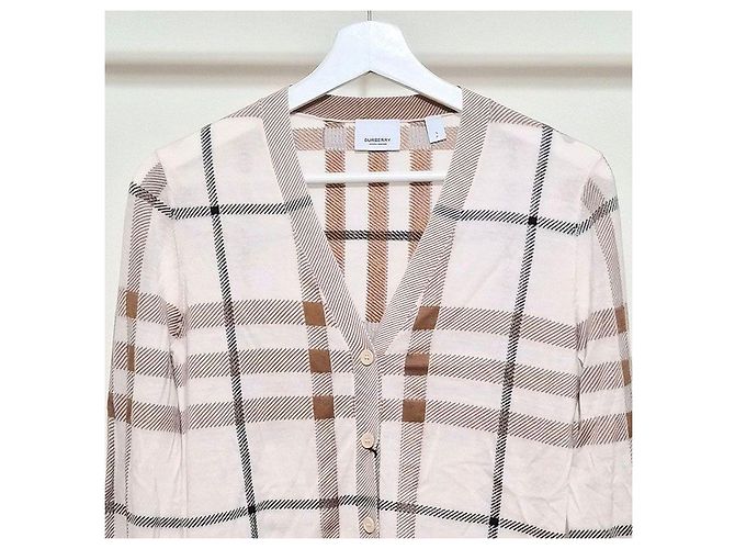 Burberry Karierte Intarsien-Seidenstrickjacke Mehrfarben - Ansicht 4