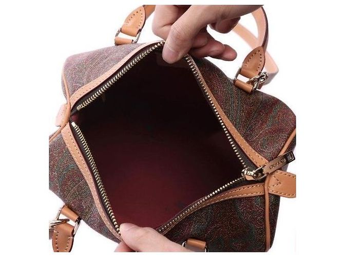 Etro Borsa Tote Boston Bag Marrone - vista 10