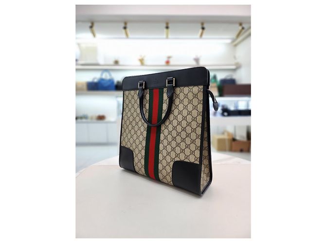Gucci Borsa Tote Supreme con manico superiore Marrone - vista 12