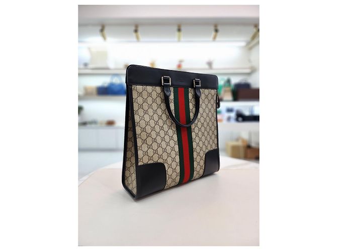Gucci Borsa Tote Supreme con manico superiore Marrone - vista 13