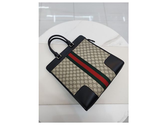 Gucci Borsa Tote Supreme con manico superiore Marrone - vista 18
