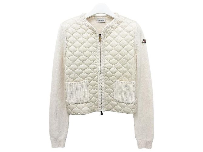 Moncler Cardigã acolchoado com zíper geométrico branco - vista 12
