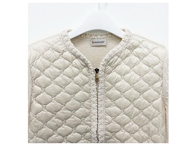 Moncler Cardigã acolchoado com zíper geométrico branco - vista 14