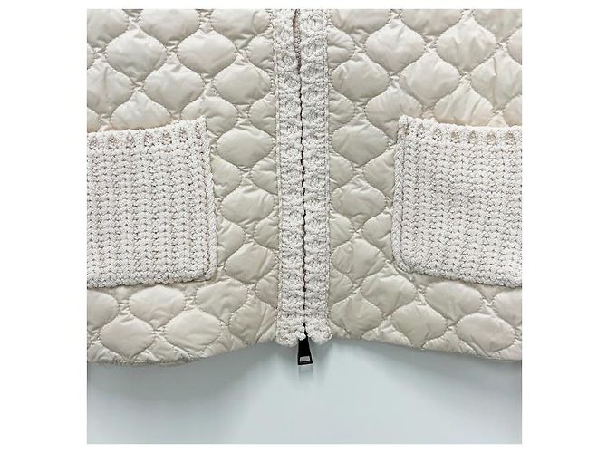 Moncler Cardigã acolchoado com zíper geométrico branco - vista 16