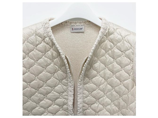Moncler Cardigã acolchoado com zíper geométrico branco - vista 17