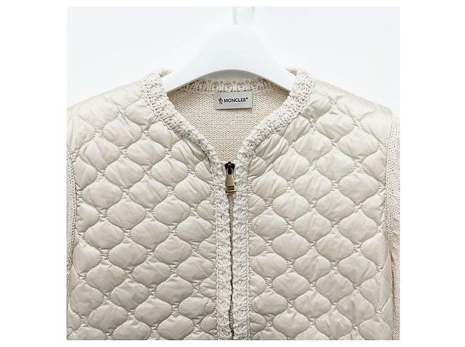 Moncler Cardigã acolchoado com zíper geométrico branco - vista 3