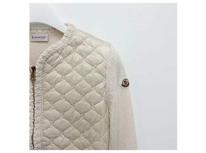 Moncler Cardigã acolchoado com zíper geométrico branco - vista 4