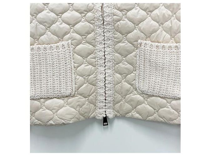 Moncler Cardigã acolchoado com zíper geométrico branco - vista 5