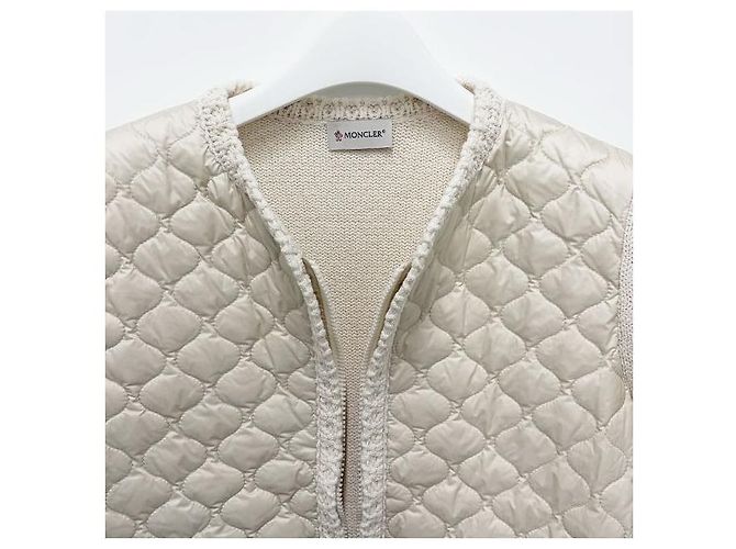 Moncler Cardigã acolchoado com zíper geométrico branco - vista 6