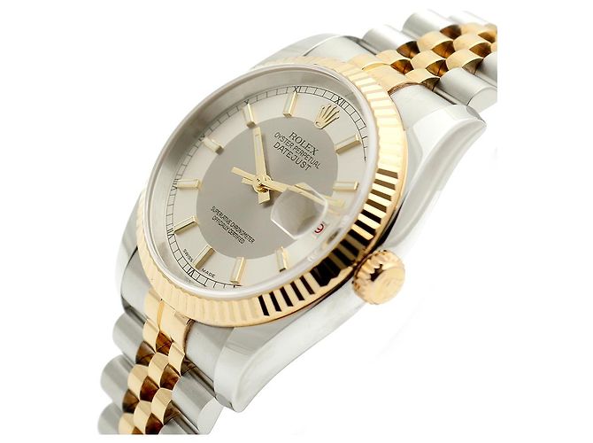 Rolex Relógio combo masculino Datejust com mostrador de dois tons, roda de roleta, data e face branca Prata - vista 10