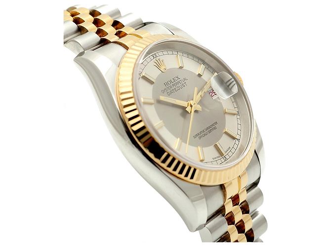Rolex Relógio combo masculino Datejust com mostrador de dois tons, roda de roleta, data e face branca Prata - vista 11