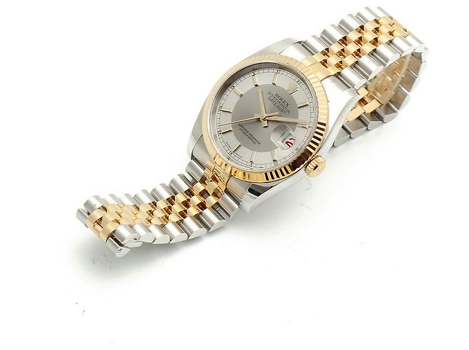 Rolex Relógio combo masculino Datejust com mostrador de dois tons, roda de roleta, data e face branca Prata - vista 14