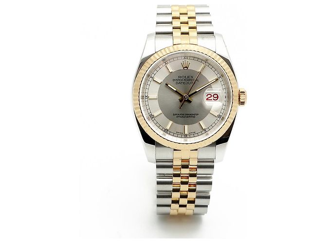 Rolex Relógio combo masculino Datejust com mostrador de dois tons, roda de roleta, data e face branca Prata - vista 16