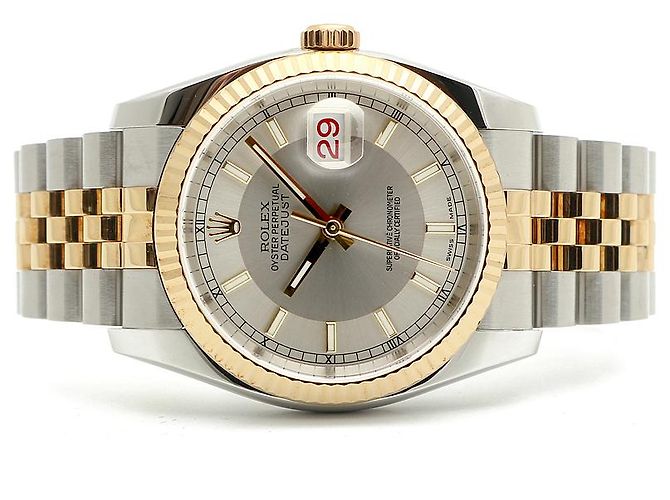 Rolex Relógio combo masculino Datejust com mostrador de dois tons, roda de roleta, data e face branca Prata - vista 19