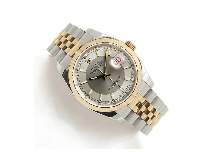 Rolex Relógio combo masculino Datejust com mostrador de dois tons, roda de roleta, data e face branca Prata - vista 20