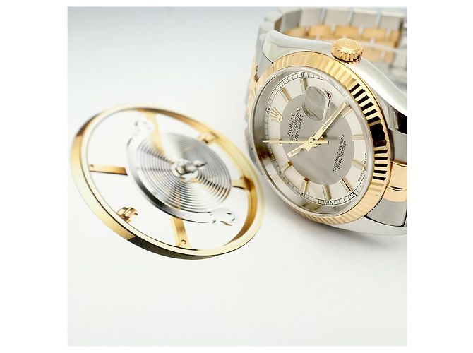 Rolex Relógio combo masculino Datejust com mostrador de dois tons, roda de roleta, data e face branca Prata - vista 23