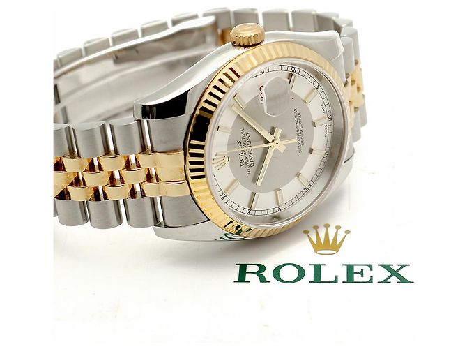 Rolex Relógio combo masculino Datejust com mostrador de dois tons, roda de roleta, data e face branca Prata - vista 24