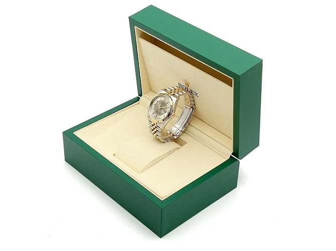Rolex Relógio combo masculino Datejust com mostrador de dois tons, roda de roleta, data e face branca Prata - vista 26