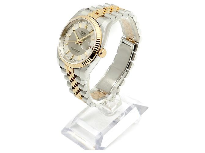 Rolex Relógio combo masculino Datejust com mostrador de dois tons, roda de roleta, data e face branca Prata - vista 4