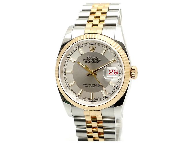 Rolex Relógio combo masculino Datejust com mostrador de dois tons, roda de roleta, data e face branca Prata - vista 8