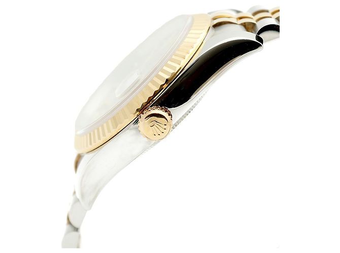 Rolex Relógio combo masculino Datejust com mostrador de dois tons, roda de roleta, data e face branca Prata - vista 9