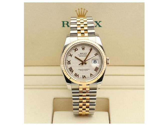Rolex Orologio da uomo Datejust combinazione piramide romana Bianco - vista 2