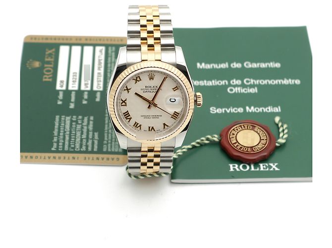 Rolex Orologio da uomo Datejust combinazione piramide romana Bianco - vista 3