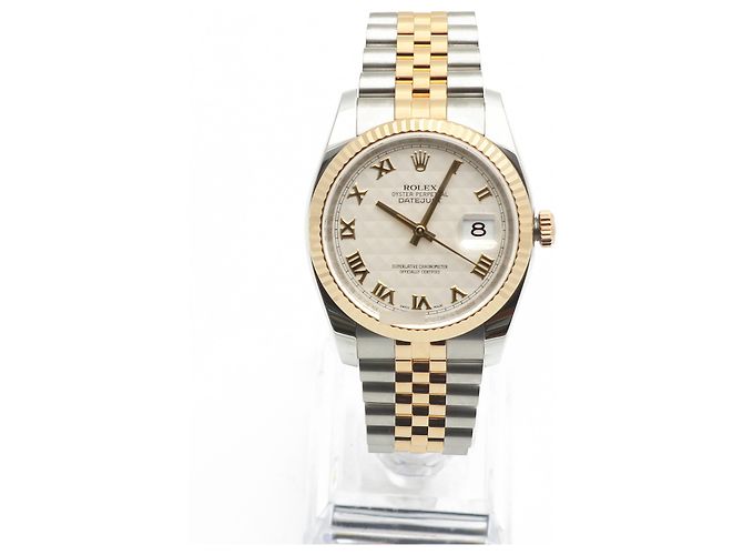 Rolex Orologio da uomo Datejust combinazione piramide romana Bianco - vista 4