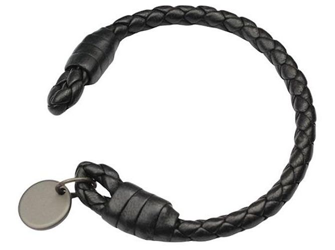 Bottega Veneta Bracciale in pelle intrecciata nera Nero - vista 2