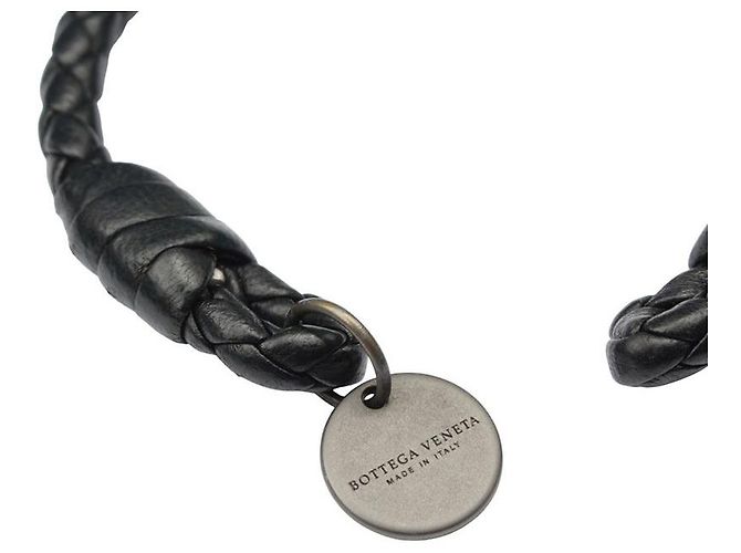 Bottega Veneta Bracciale in pelle intrecciata nera Nero - vista 3