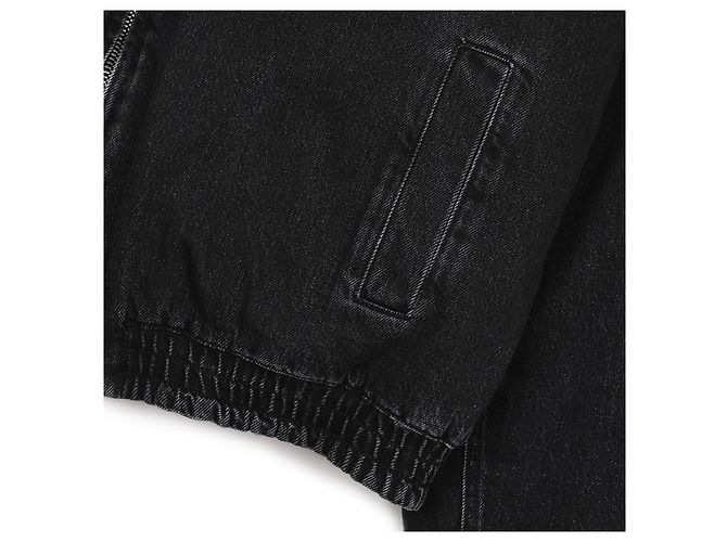 Miu Miu Denim-Zip-Jacke mit Cordkragen und echtem Logo-Patch Schwarz - Ansicht 7