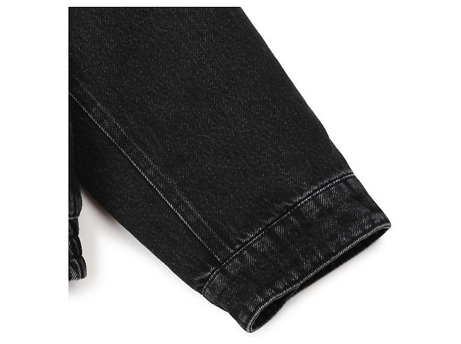 Miu Miu Denim-Zip-Jacke mit Cordkragen und echtem Logo-Patch Schwarz - Ansicht 8