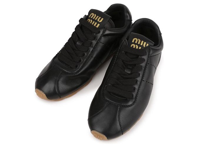 Miu Miu Napa-Leder-Sneaker Schwarz - Ansicht 3
