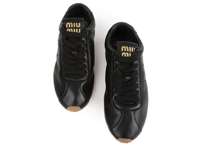 Miu Miu Napa-Leder-Sneaker Schwarz - Ansicht 4