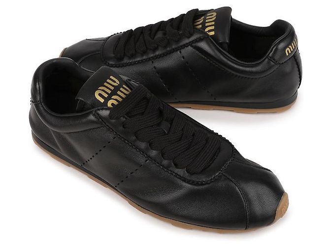 Miu Miu Napa-Leder-Sneaker Schwarz - Ansicht 5