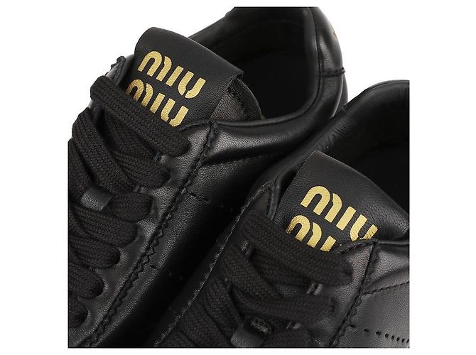 Miu Miu Napa-Leder-Sneaker Schwarz - Ansicht 9