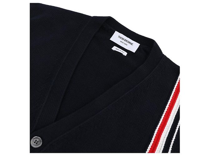 Thom Browne Streifen-Intarsien-Cotton-Cardigan Blau - Ansicht 5