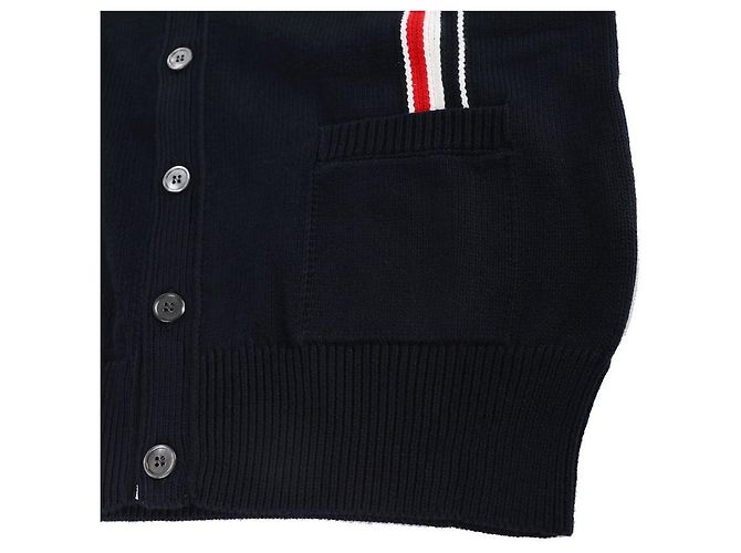 Thom Browne Streifen-Intarsien-Cotton-Cardigan Blau - Ansicht 9