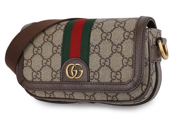 Gucci Borsa a Spalla Super Mini Ophidia da Uomo Marrone - vista 4