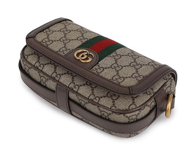 Gucci Borsa a Spalla Super Mini Ophidia da Uomo Marrone - vista 6