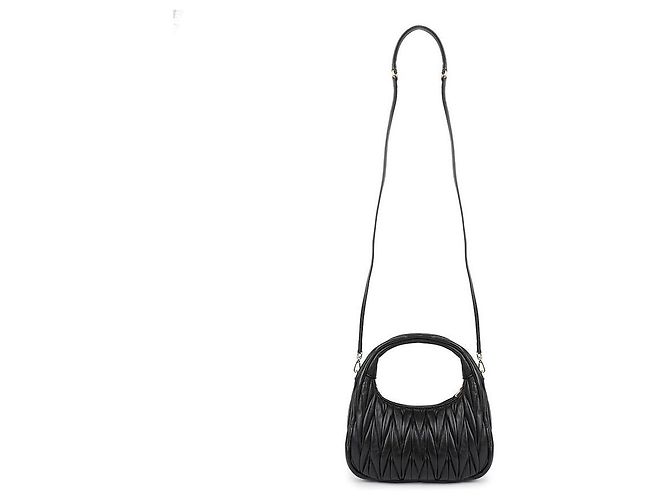 Miu Miu Borsa hobo in pelle nappa Nero - vista 5