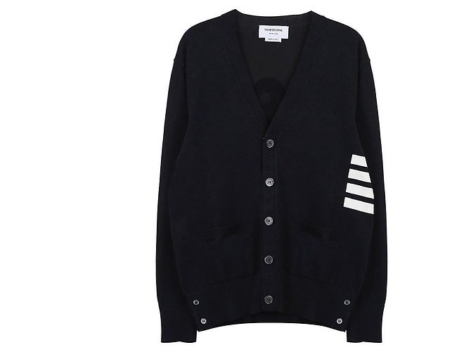 Thom Browne Cardigã de algodão com decote em V diagonal - vista 3