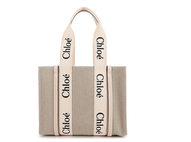 Chloé Borsa tote in lino Rosa - vista 3