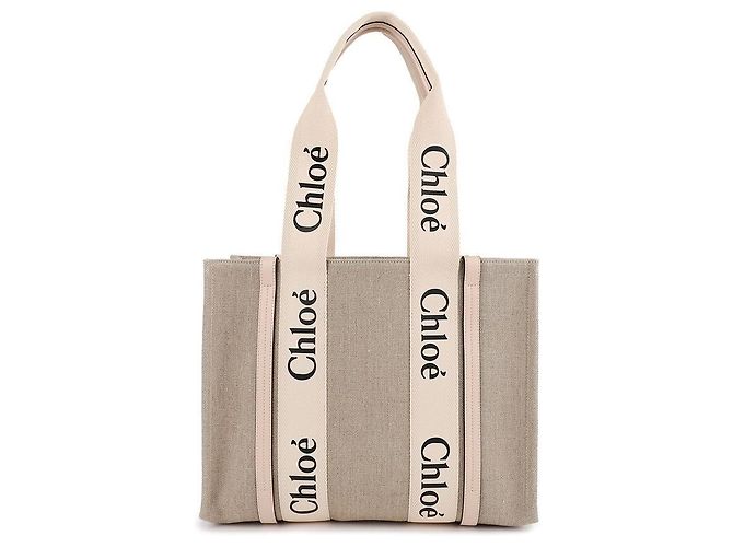Chloé Borsa tote in lino Rosa - vista 5